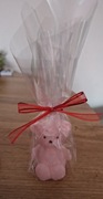 Świeca sojowa naturalna różowy Miś,prezent na Dzień Babci,Walentynki,roczek