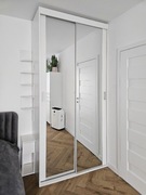 Biała szafa z z lustrem, drzwi przesuwne, 260x125