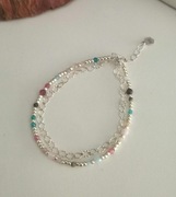 Podwójna bransoletka znak zodiaku Waga apatyt szafir kwarc turmalin regulac