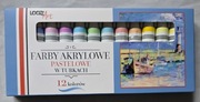 LOOZZ Art Farby akrylowe pastelowe w tubkach 12 kolorów po 12 ml nowe