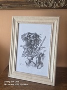 Grafika myśliwska Pies myśliwski Polowanie na kaczki pióro. Aporter. A4