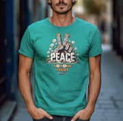 Koszulka zielona męska nadruk peace - INK MASTER APPAREL 