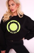 Milla Rossi bluza damska czarna neonowo zielone koło bawełna UNI