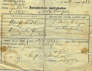 Świadectwo metrykalne z Diecezji Łuckiej z 1933r - pieczęć