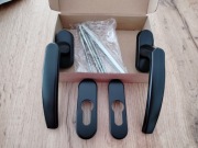 Klamka balkonowa Victory dwustronna, szyldy, RAL 9005 czarna mat