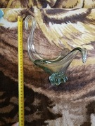 Szklany łabedz ozdoba cukiernica patera PRL DDR 