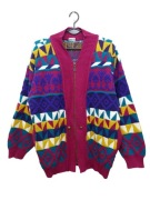 Sweter kardigan retro vintage kolorowy wzory L XL 