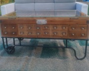 Antyk stolik kawowy przegródki na ozdoby szuflady