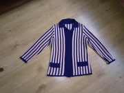 Sweter kardigan w paski pasiasty zapinany na guziki damski lata 70 PRL