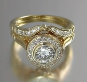 Dwa pierścionki pozłacane cubic zirconia r. 9 komplet