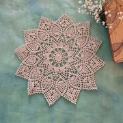 Serwetka szydełkowa 29 cm ecru złoty lurex