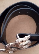 Czarny pasek damski z motywem węża