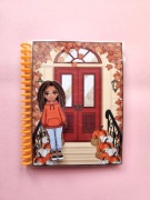 Interaktywna książka na rzepy - domek w jesiennym stylu z lalką