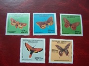 Madagaskar 1984 MNH Mi. 958/62 Fauna Owady Motyle  Ćmy
