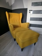 Ikea STRANDMON fotel uszak Skiftebo żółty 