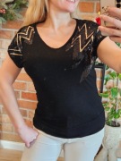 H&M bluzka koszulka t-shirt cekiny blyskawica r. XS