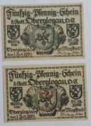 75 pf Głogówek Notgeld. Dwie odmiany.