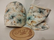 Zestaw komplet wiosenny bawełniany czapka komin  Beżowe kwiaty 