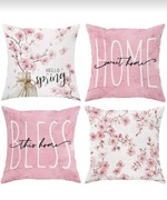 4x Nowoczesne poszewki na poduszki 45x45 cm Różowo-Białe Kwiatowe 