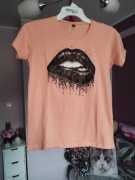 T-shirt S Łososiowy z aplikacją 