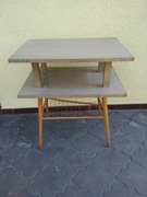 Stolik pod telewizor z zieloną okładziną czasy PRL