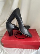 Damskie czarne wygodne czółenka Nico Rarini stabilny słupek rozmiar 41