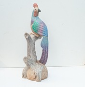 Figura Rzeźba Drewno Rajski Ptak h 51