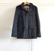 Kurtka H&M męska S zimowa wełna szara jodełka płaszcz