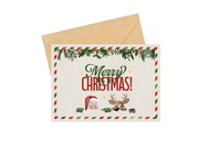 Pocztówka świąteczna Mikołaj z reniferem 