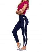 Legginsy sportowe damskie z lampasami Moraj S/M granatowe