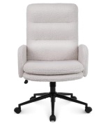 Fotel biurowy obrotowy kremowy baranek ergonomiczny regulowany