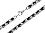 Stalowy łańcuch gruby elementowy z czarnymi elementami