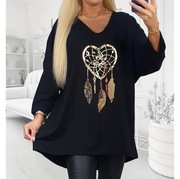 Czarna bluzka łapacz snów plus size 