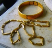 Stara Złota Bransoleta Rozpinana + Złoty Naszyjnik Sygnowany Jezus