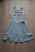 Sukienka Mickey s 36 w paski biala komiks mini H&M