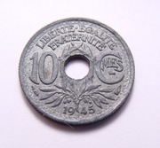Francja 10 centimes 1945 PIĘKNA!