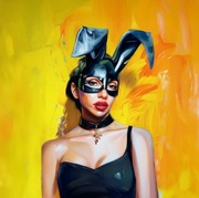 Obraz na płótnie Bunny Mask 100x100 cm nowoczesny druk do salonu loftu