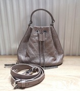 Gino Rossi torebka worek beż taupe łańcuszek skóra naturalna 