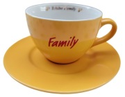 Filiżanka Tchibo Family z podstawką - żółta - NOWA