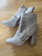 Glamorous botki na obcasie szare obcas klocek 38 z klamrą obcas