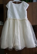 Sukienka dla dziewczynki,  w kolorze ecru i rozmiarze 140