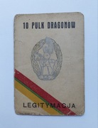 10 Pułk Dragonów  PSZnZ - I KORPUS  - Legitymacja