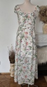 Długa zwiewna biała  sukienka w kwiaty ORSEY r. 38 