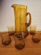 Dzbanek szklany miodowy plus 5 szklanek Huta Laura cena za całość 