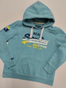 SUPERDRY Logo Vintage damska bluza z kapturem błękitna gruba XL/42