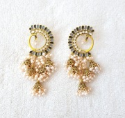 Duże kolczyki pawie paw ptak złoty kolor czarny szary boho etno orient