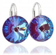 KOLCZYKI BURGUNDY PARIS NIEBIESKI KRYSZTAŁY SWAROVSKI ELEMENTS SREBRO