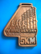 Medal nagrodowy IV bieg uliczny Nowińskie Kominy 5 km Nowiny 2016