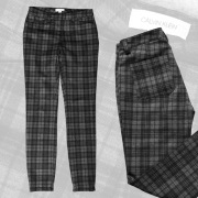 Eleganckie Cygaretki Calvin Klein w kratę ze sztucznym jedwabiem r.36/38