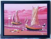 Obraz Powrót z połowów 30X40 na płótnie praca ręczna oferta autora